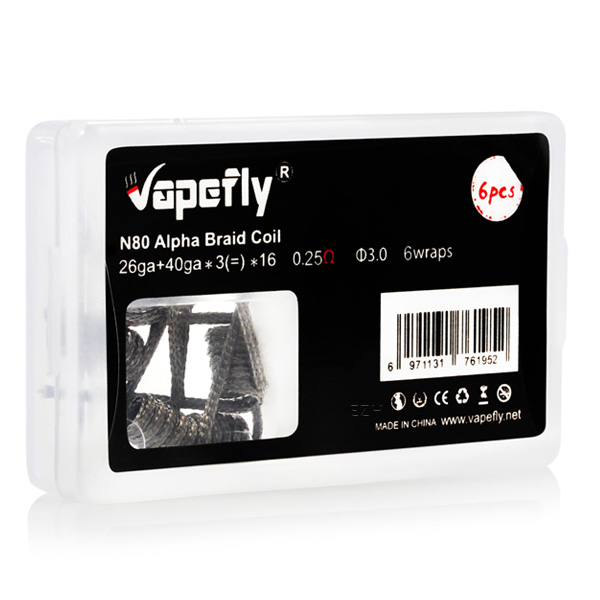 Vapefly 6x Prebuilt Ni80 Alpha Braid Coil 0.25 Ohm