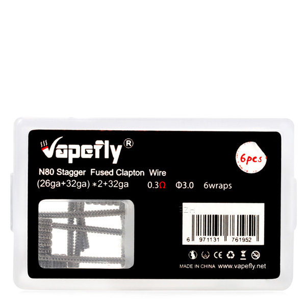 Vapefly 6x Prebuilt Ni80 Stagger Fused Clapton Coil 0.3 Ohm