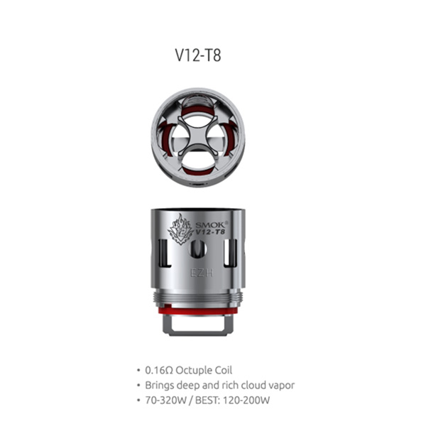 3x SMOK V12-T8 Octuple Coil Verdampferkopf