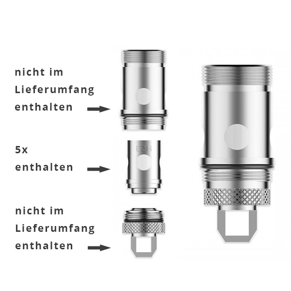 5x VAPORESSO EUC Ceramic SS316 Coil Verdampferkopf