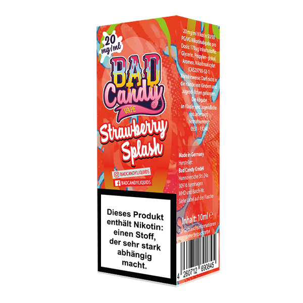 BAD CANDY Strawberry Splash Nikotinsalz Liquid 10 ml