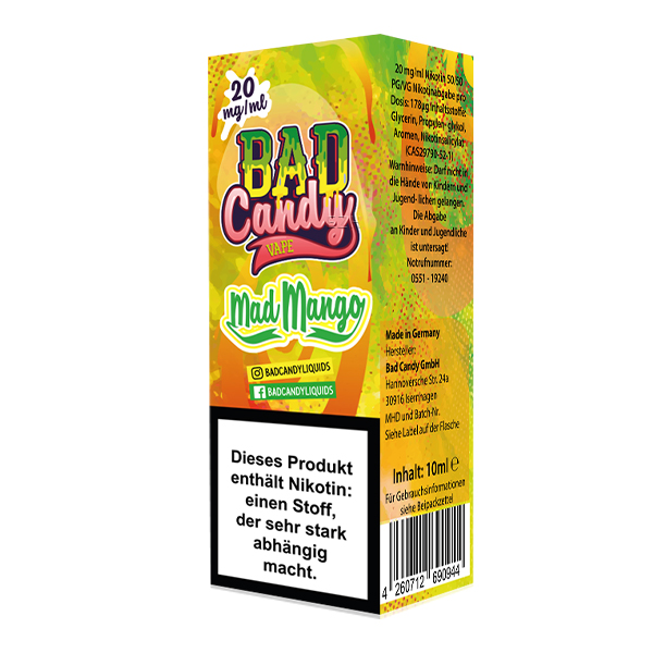 BAD CANDY Mad Mango Nikotinsalz Liquid 10 ml