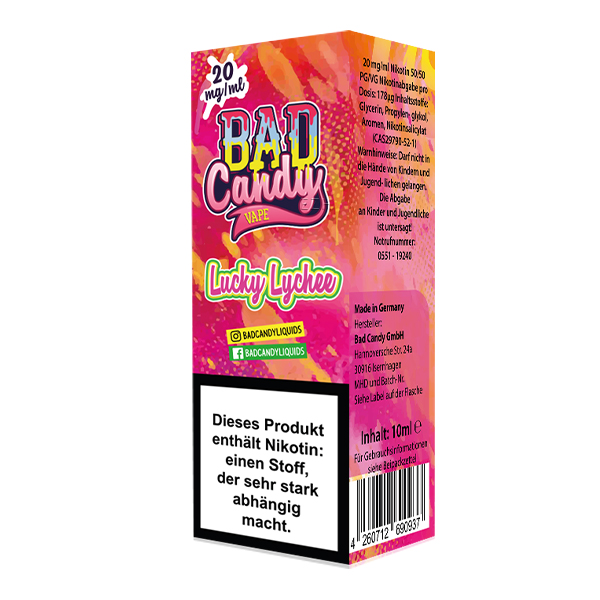 BAD CANDY Lucky Lychee Nikotinsalz Liquid 10 ml