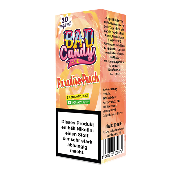 BAD CANDY Paradise Peach Nikotinsalz Liquid 10 ml